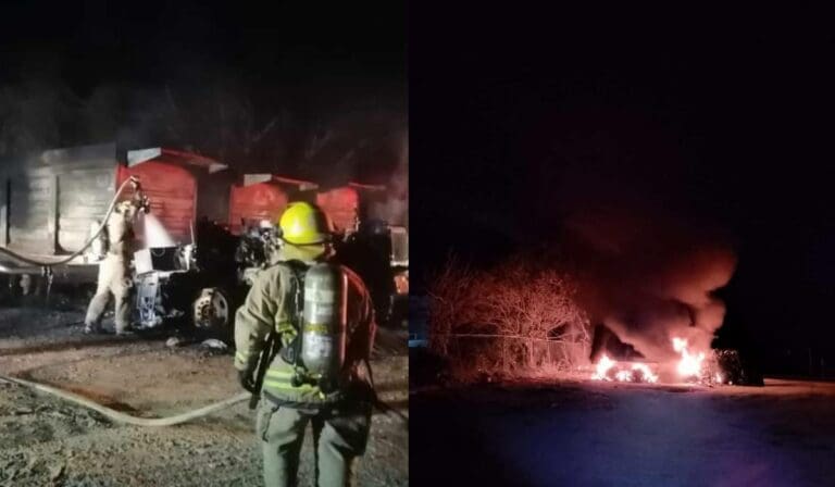 Consumen llamas tres volquetes destinados para el Tren Maya en Chetumal