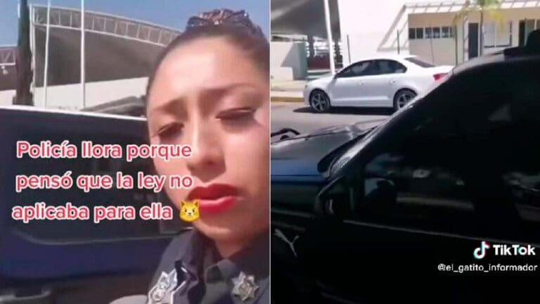 Mujer policía se queja y llora porque la multaron al estacionar su auto en lugar prohibido