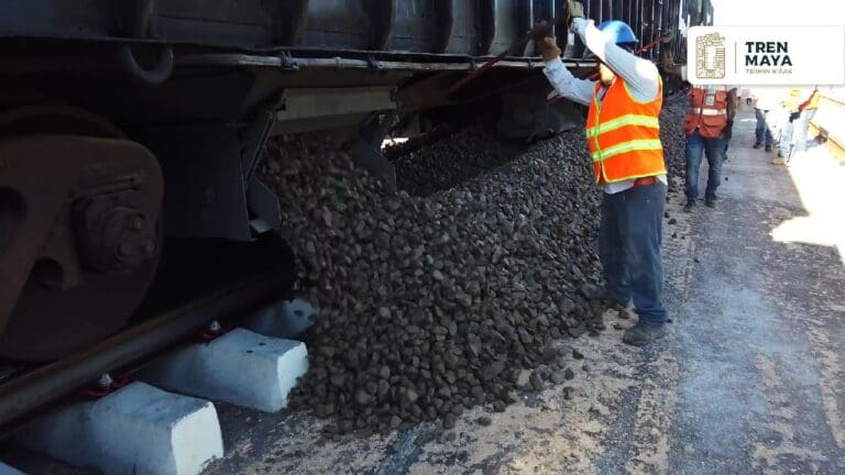 Usarán más de dos millones de metros cúbicos de balasto para obras del Tren Maya en tramos 5, 6 y 7