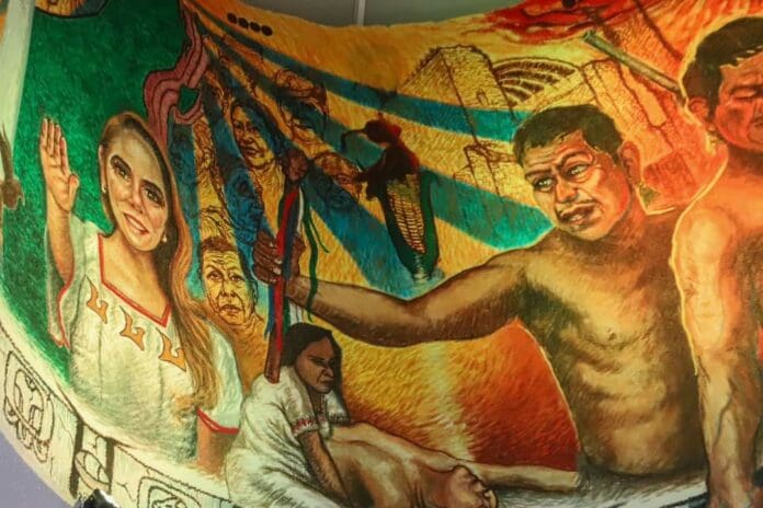 Develan mural en el Congreso que incluye a la gobernadora Mara Lezama entre los héroes del estado