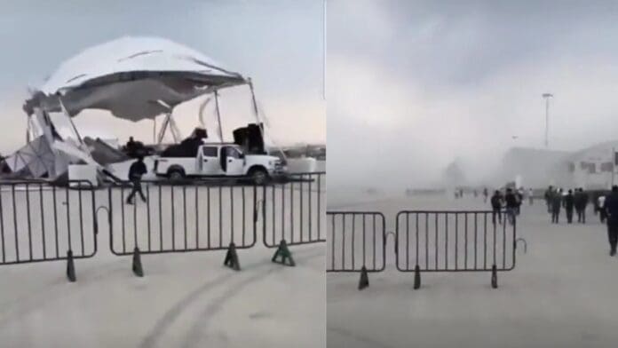 VIDEO: Reportan 13 heridos tras caída de estructura metálica en feria Aeroespacial de Santa Lucía