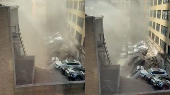 Reportan un muerto tras derrumbe de estacionamiento en Manhattan