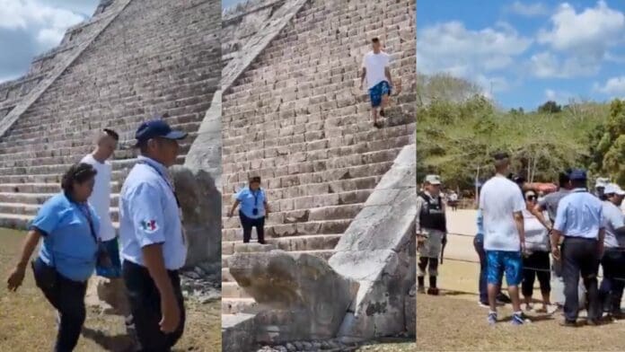 VIDEO: Atacan a turista tras subir la pirámide de Chichén Itzá