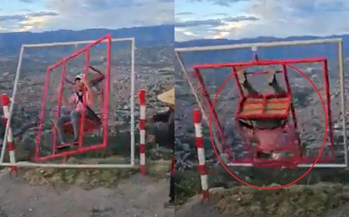 Joven sube a juego extremo, se rompe y cae a barranco en Perú