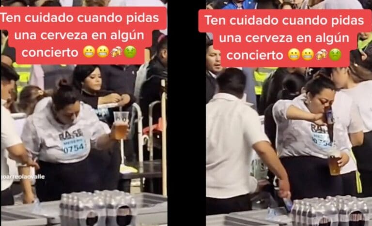 VIDEO: Exhiben a vendedora de cervezas “reciclando” los tragos que sobran para rellenar los vasos