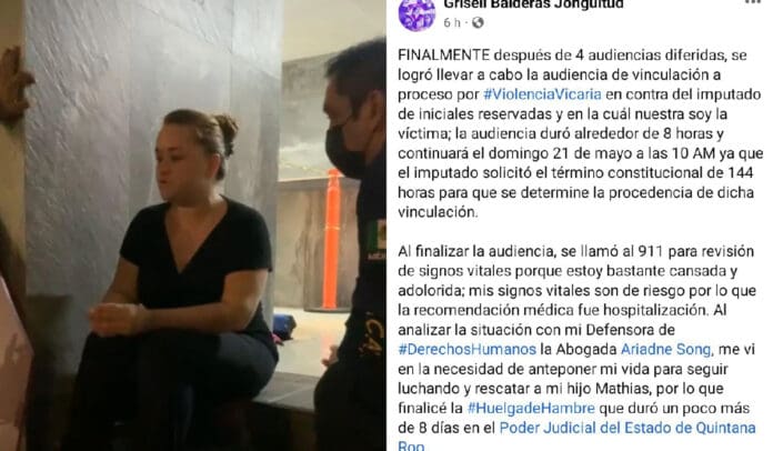 Termina huelga de hambre presunta víctima de violencia vicaria, en Playa del Carmen