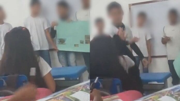 VIDEO: Niño ataca con una pluma a su compañera en salón de clases