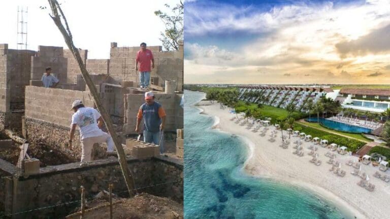 Constructores de un destino turístico de clase mundial así celebran los albañiles el día de la Santa Cruz en Playa del Carmen