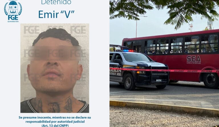 Capturan a presunto narcomenudista, acusado de asesinar a una mujer en un camión, en Cancún 