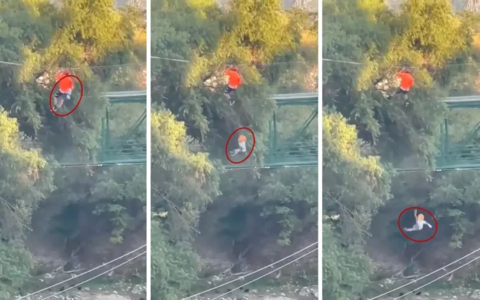 VIDEO Niño cae de tirolesa de 12 metros en NL tras romperse arnés