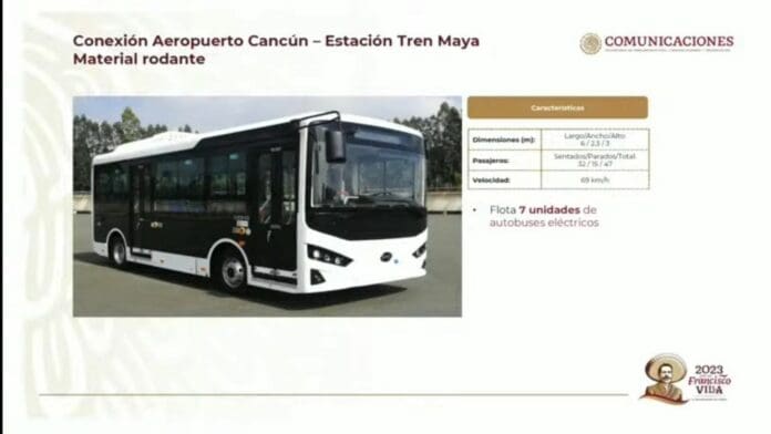 Flotilla de autobuses eléctricos comunicarán Aeropuerto de Cancún con Tren Maya