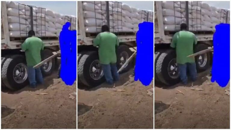 Video: Sujetos castigan a tablazos a trailero que transportaba sal