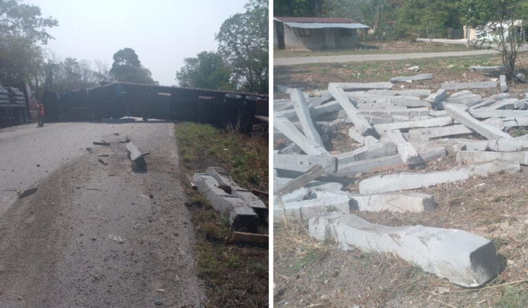 Terminan en carretera durmientes del Tren Maya, tras accidente en tramo Playa del Carmen-Tulum