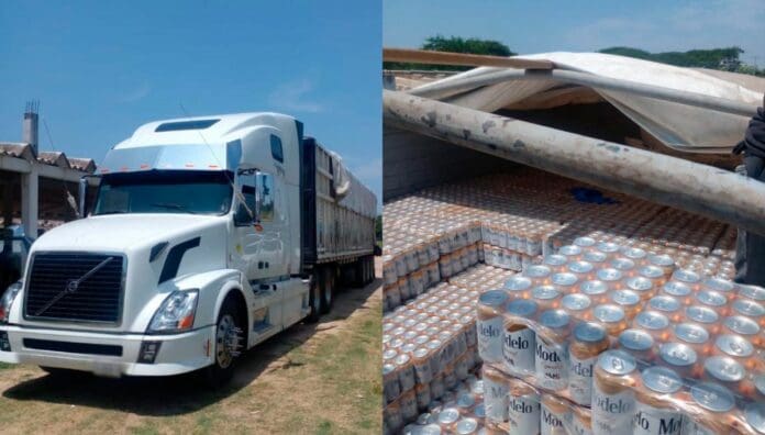 Autoridades aseguran tráiler con cerveza pirata en Oaxaca