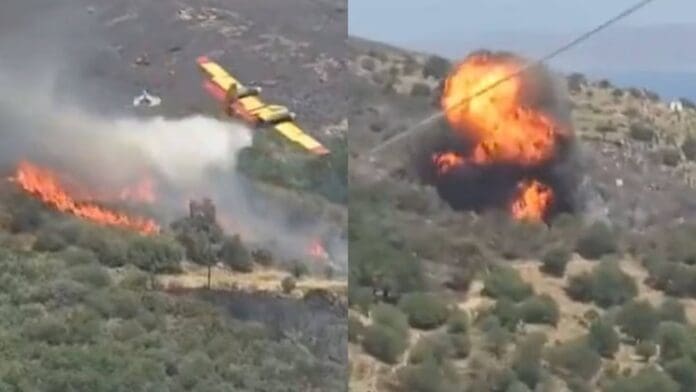 Avión bombero se estrella mientras combatía incendio en Grecia