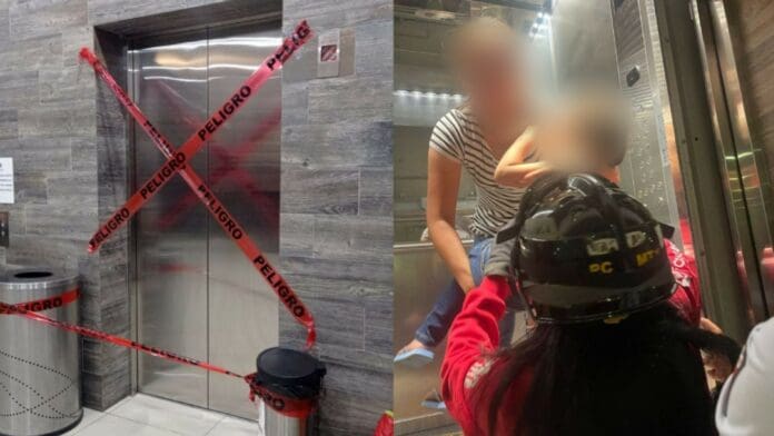 Madre y su hija de tres años quedan atrapadas en elevador de hotel en Monterrey