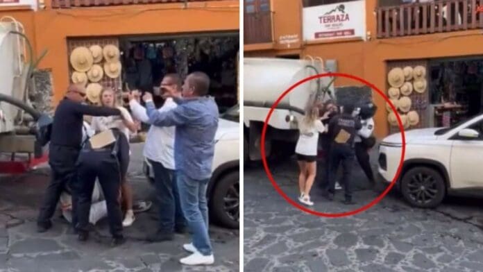 Denuncian violencia policial en Tepoztlán, Morelos tras captar a oficiales sometiendo a un turista