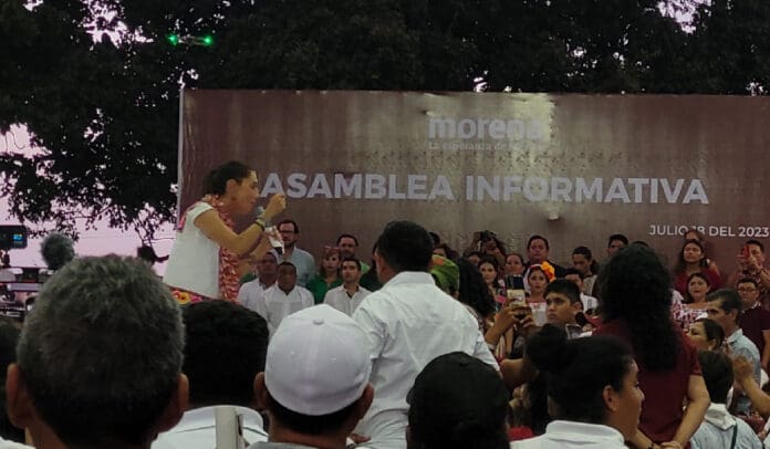 Claudia Sheinbaum sostuvo su asamblea informativa con la militancia de la 4T y también se reunió con el sector empresarial.