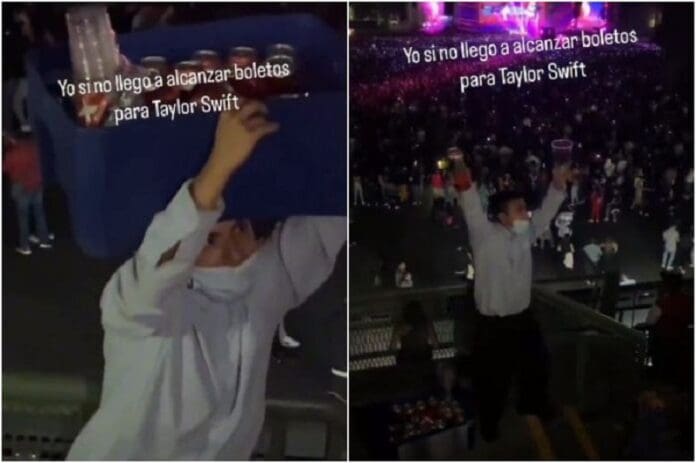 Vendedor no desaprovecha concierto de Taylor Swift y lo disfruta