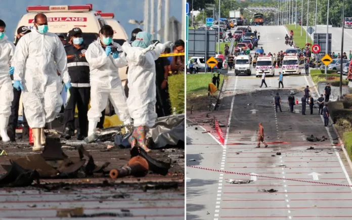 Avioneta se estrella en plena carretera en Malasia; hay al menos 10 muertos