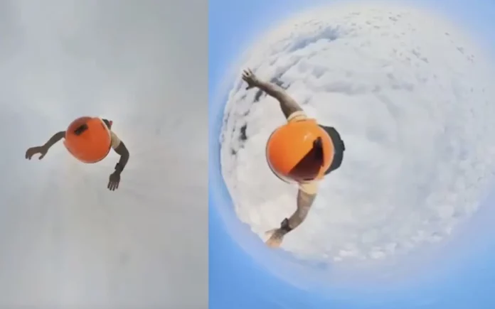 Paracaidista capta el interior de una nube al lanzarse a ella