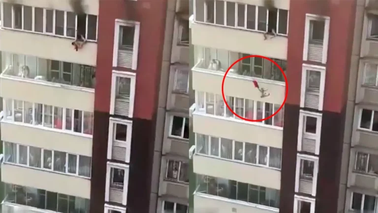 incendio obligó a los residentes de un inmueble de 16 pisos en Kazajistán, a lanzarse al vacío.