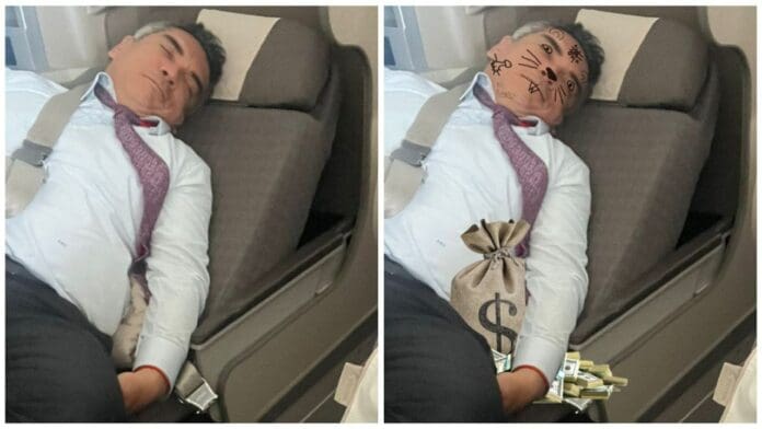 'Alito' Moreno fue captado durmiendo en un avión y terminó por convertirse en meme