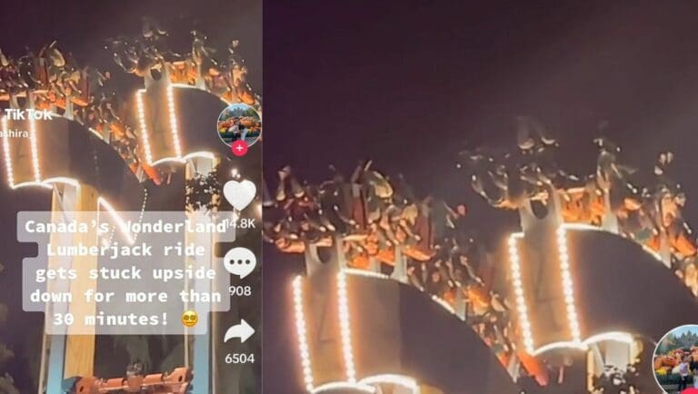 VIDEO: Personas estuvieron 30 minutos boca abajo tras quedar atrapadas en juego mecánico