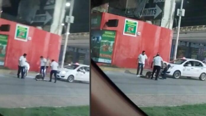 VIDEO Taxistas de Playa del Carmen golpean sin piedad a un hombre