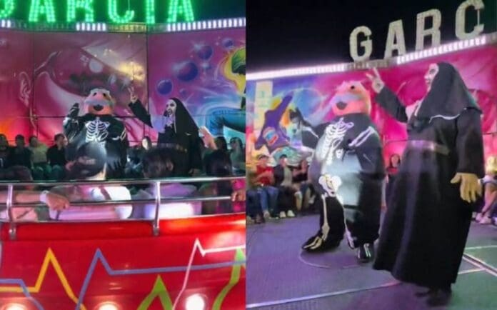 La Monja viral y el Dr. Simi arman una reta de baile en la feria.