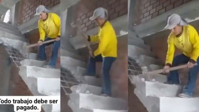 Albañil destruyó la escalera que acababa de construir tras no recibir pago
