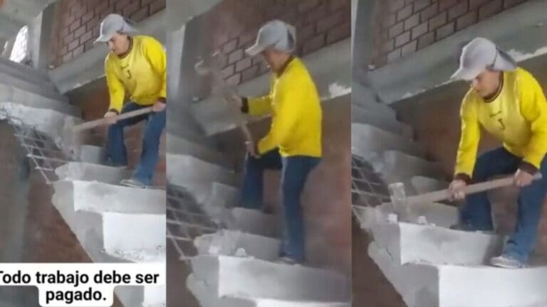 Video: Albañil destruyó la escalera que acababa de construir tras no recibir pago