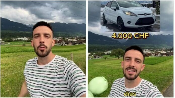VIDEO: TikToker latino presume que solo trabaja 15 días en Suiza para comprarse un auto