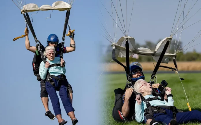 Muere Dorothy Hoffner, mujer de 104 años que batió récord al saltar de paracaídas