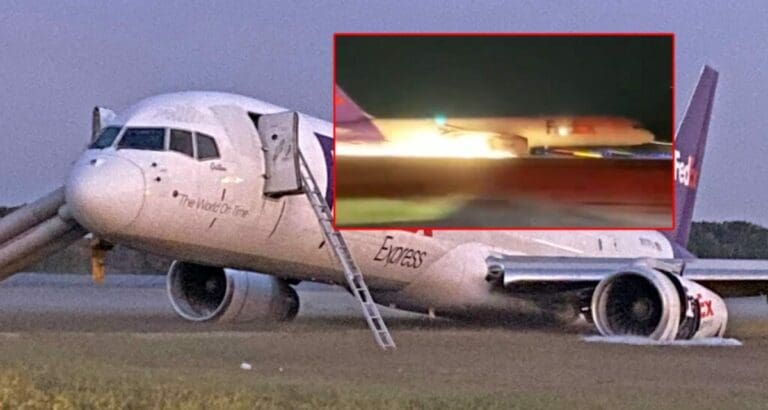 Avión de FedEx se sale de la pista y saca chispas en aeropuerto de EEUU