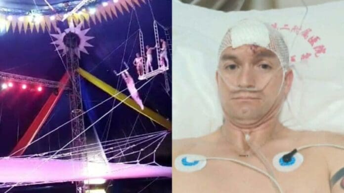 Trapecista cae al vacío tras colapsar plataforma de circo en China