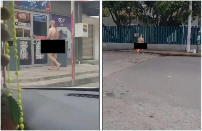 Terminator versión yuca hombre se pasea desnudo en Mérida