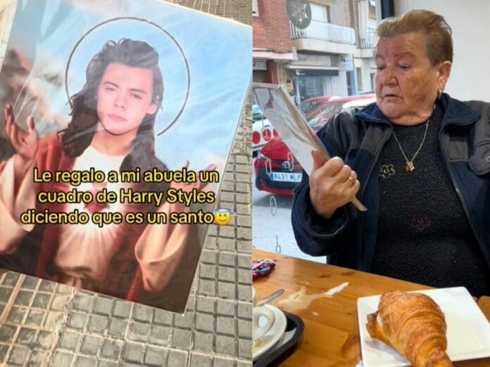 VIDEO: Nieta le regala a su abuelita una imagen de Harry Styles y le dice que es un santo