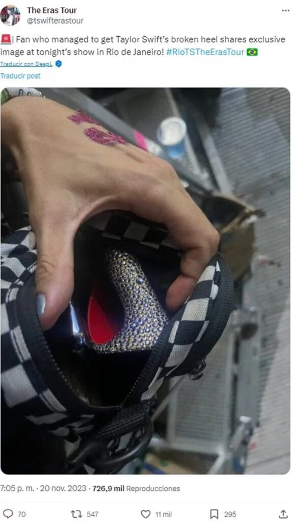 Un fan se quedó con el recuerdo más codiciado del concierto de Taylor Swift en Río de Janeiro