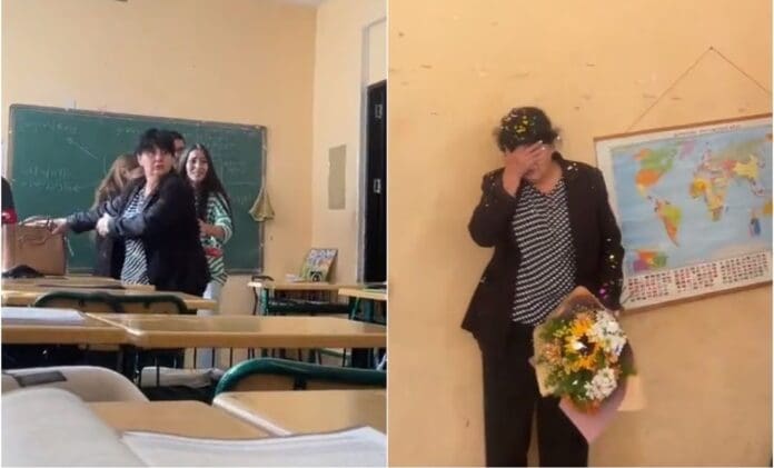 Alumnos fingen pelea en clase para felicitar a su maestra y se vuelve viral