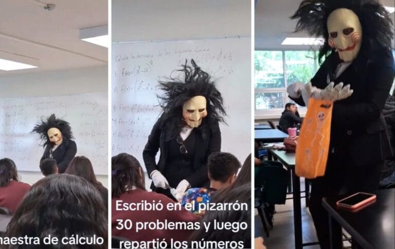 VIDEO: Maestra sorprende a estudiantes con disfraz de Billy "Saw" y retos de cálculo