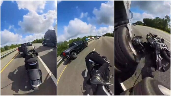 Video motociclista se estrella a 225 kmh contra una camioneta en Florida