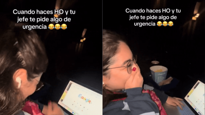 Video: Joven hace home office en el cine y recibe llamada de su jefe