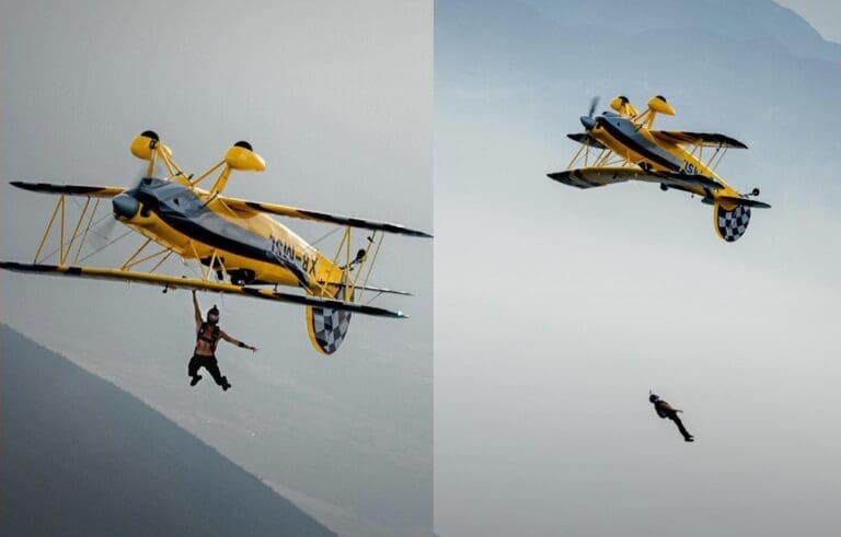 Influencer se lanza de avioneta estando de cabeza en pleno vuelo