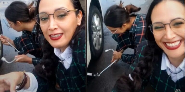 “Ya no existen caballeros”: Mujer se queja por no recibir ayuda para cambiar su llanta ponchada