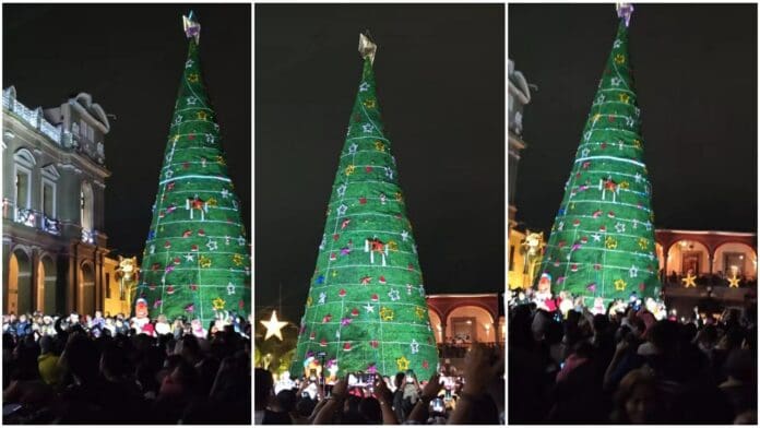 Internautas critican árbol de Navidad en Córdoba, Veracruz; lo reemplazan tras las burlas