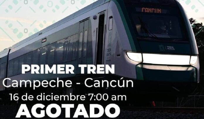 Se acaban en minutos los boletos para el primer viaje del Tren Maya de Campeche a Cancún