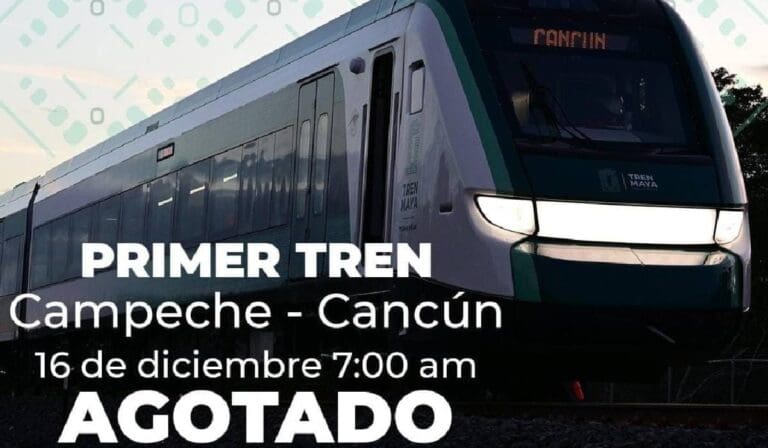 Se acaban en minutos los boletos para el primer viaje del Tren Maya de Campeche a Cancún