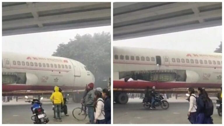 Video: Un avión se queda atascado bajo un puente y se hace viral