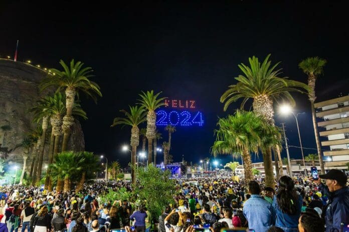 Reciben el 2024 con shows de drones alrededor del mundo